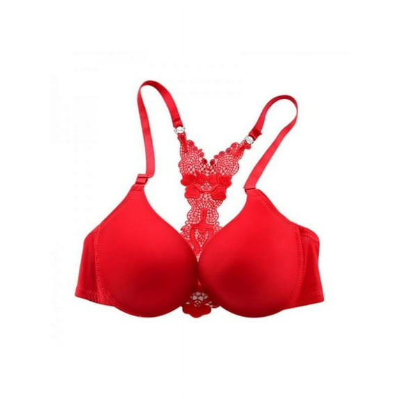 Topumt Women Sexy Lace Bra Butterfly Racer Back Push Up Underwear Lingerie