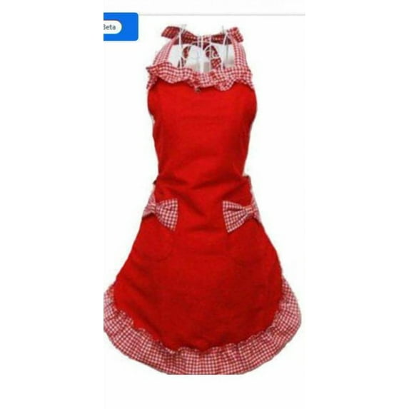 Topumt Women Vintage Cute Bowknot Apron Cooking Kitchen Bib Dress With Pocket Aprons