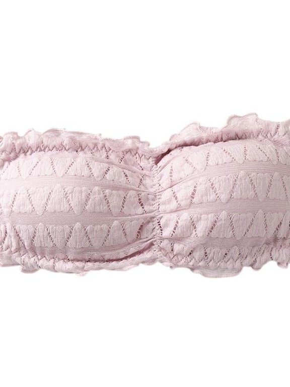 Women's Floral Lace Tube Top Bra Bandeau Strapless Bras Seamless Stretchy Chest Wrap