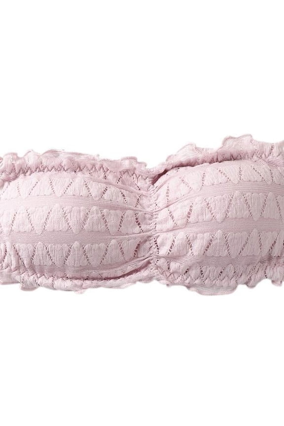 Women's Floral Lace Tube Top Bra Bandeau Strapless Bras Seamless Stretchy Chest Wrap