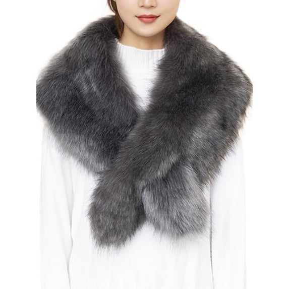 Topumt Women's Winter Fake Faux Fur Scarf Wrap Collar Shawl Shrug