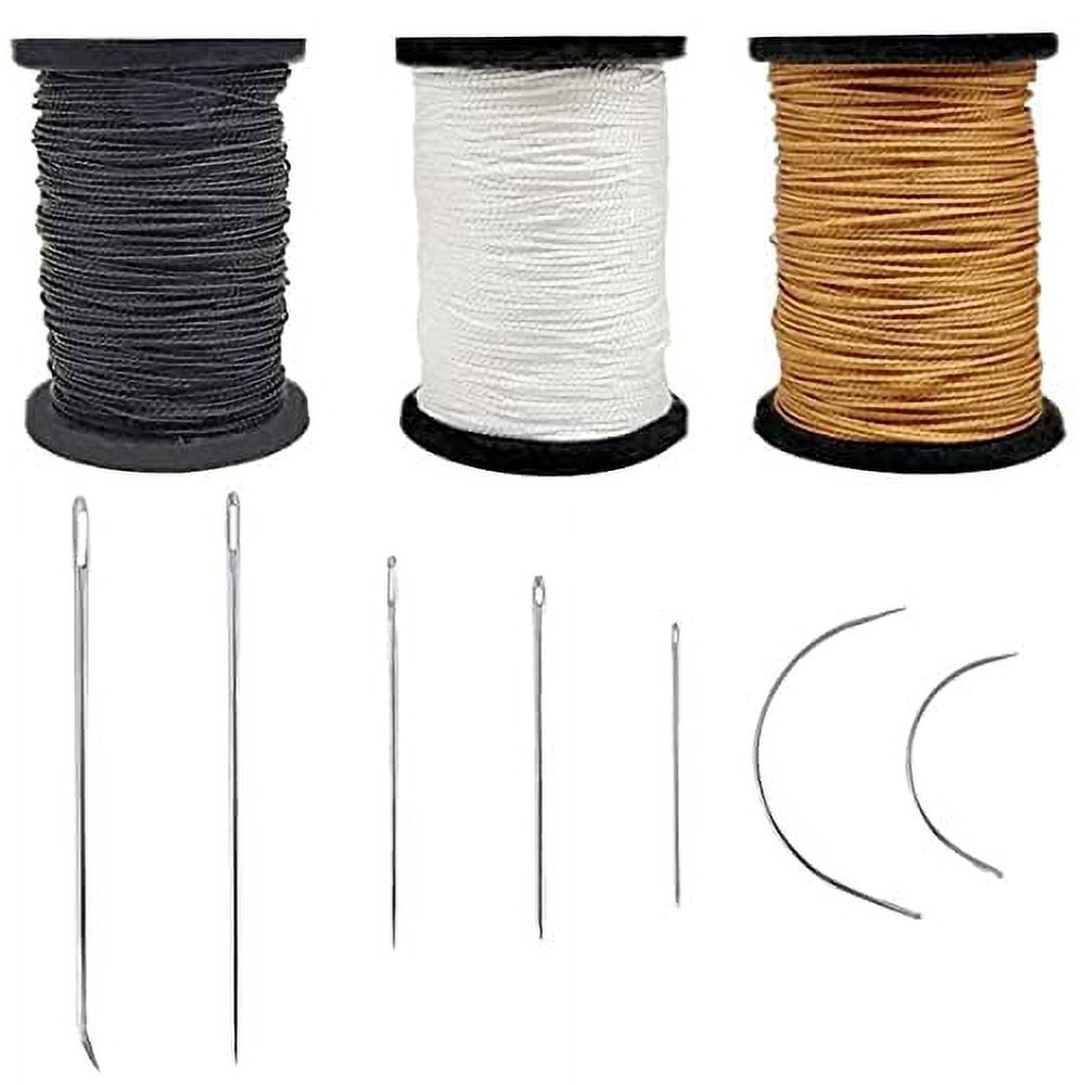 Unique Craft Upholstery Repair Tufting Needle and Thread Kit. 4 Heavy Duty  Long Button Tufting Needles with 25 Yards Black Extra Strong 5-Cord Waxed