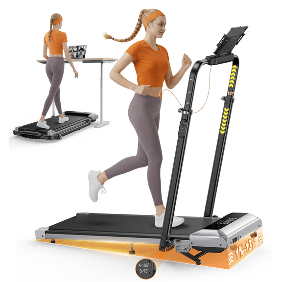 TOPUTURE Treadmill with 12% Manual Incline Adjustment,2.5-HP Under-Desk Treadmill,Adjustable handrails,App ,Remote Control Operation& LED Display,Suitable for home and Office Use.