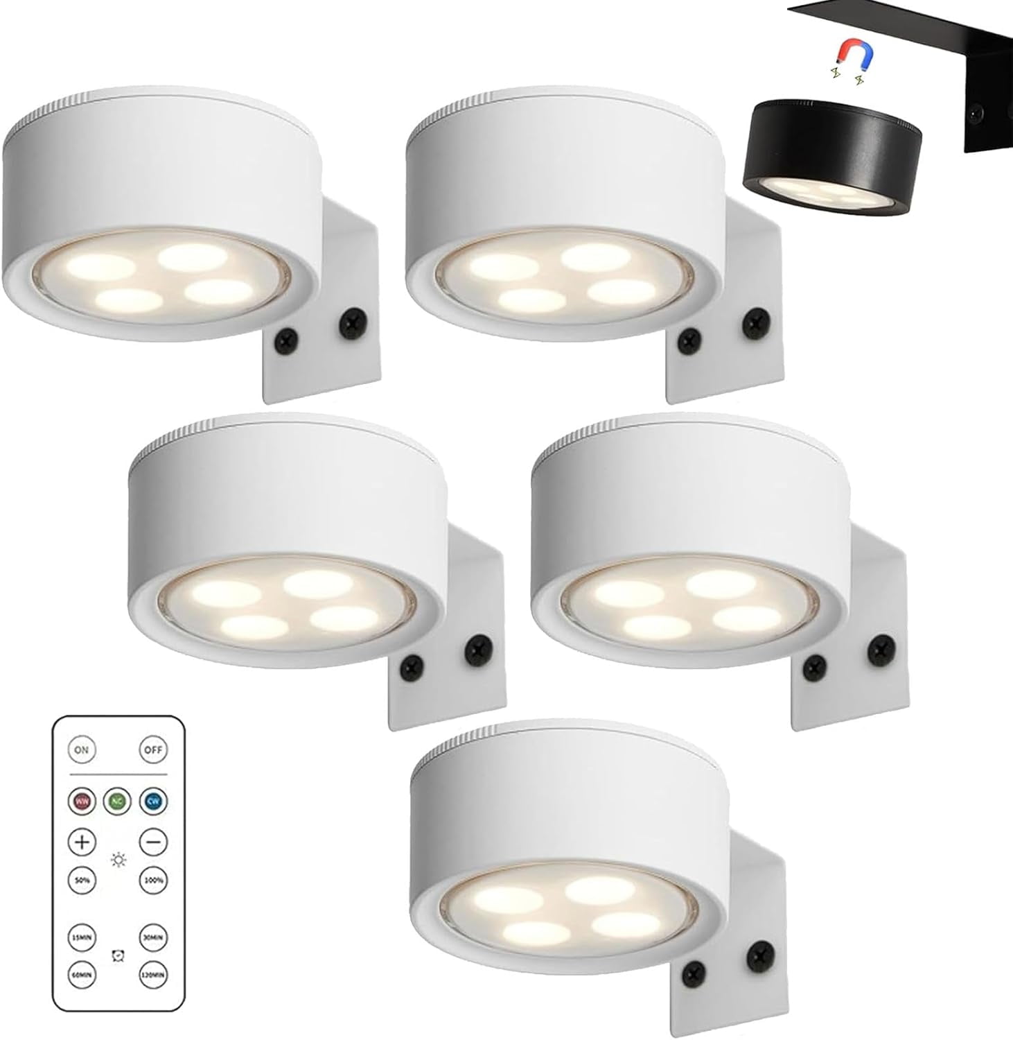 3 Lampes Pour Tableaux Murales Sans Fil - Avec Télécommande - 3 Modes De Lumière Réglables - Alimentation Batterie Rechargeable - Noir