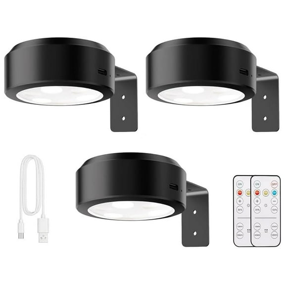 Topveden Picture Lights for Wall, 3Pcs Wireless Rechargeable Magnetic LED Painting Light, Painting Frame Lights with Remote Dimmable and Timer Black