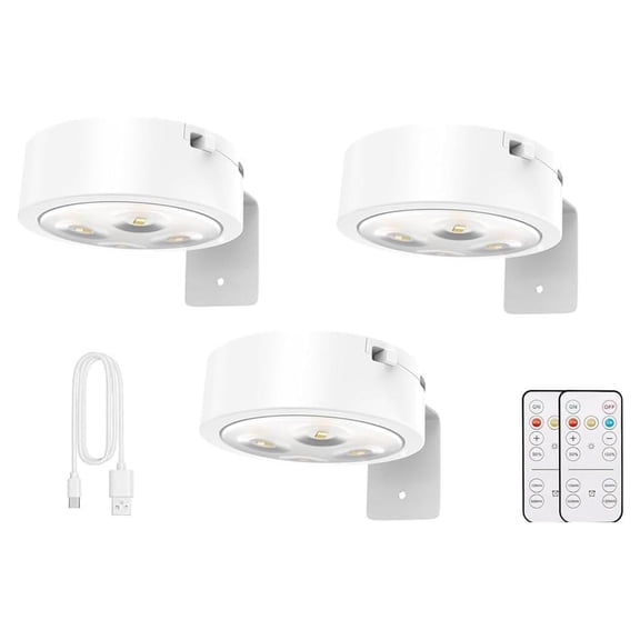 Topveden Picture Lights for Wall, 3Pcs Wireless Rechargeable Magnetic LED Painting Light, Painting Frame Lights with Remote Dimmable and Timer White