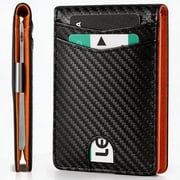 Topvent RFID Blocking Wallet for Men, Slim Bifold Card Holder with Money Clip, ID Window, 11 Card Slots, Front Pocket Carbon Fiber Texture Wallet