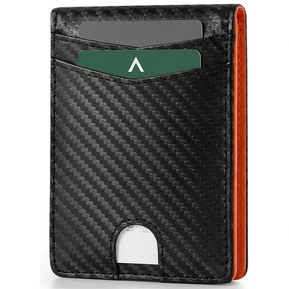 Topvent RFID Blocking Wallet for Men, Slim Bifold Card Holder with Money Clip, ID Window, 11 Card Slots, Front Pocket Carbon Fiber Texture Wallet