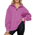 thumbnail image 1 of Topvent Plus Size Tops for Women Oversized Half Zip Pullover Long Sleeve Quarter Zip Hoodie Sweater Teen Girls Fall Blouse Clothes Trendy Hoodies Top Pink L, 1 of 6