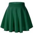 thumbnail image 1 of Topvent Skirt for Women Women's Basic Versatile Flared Stretchy Waist Skated Skirt Casual Mini Plain Pleated Skirt Green L, 1 of 3