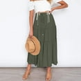 thumbnail image 1 of Topvent Women’s Boho Maxi Skirt - Elastic High Waist Ruffle A-Line Swing Long Skirt Army Green L, 1 of 7