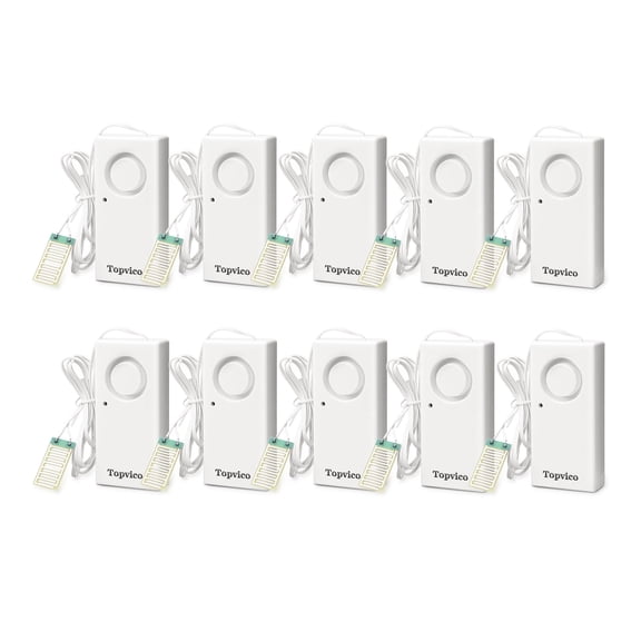 Topvico Water Leak Detectors for Home, Basements, Heater Leak Detector, Sump Pump Overflow Moisture Flood Sensor, 120dB Work Alone Battery Operated 10 packs
