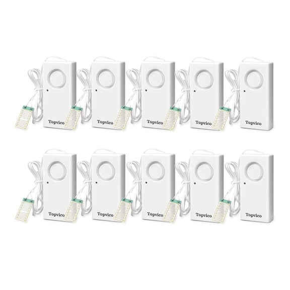Topvico Water Leak Detectors for Home, Basements, Heater Leak Detector, Sump Pump Overflow Moisture Flood Sensor, 120dB Battery Operated 10 Packs