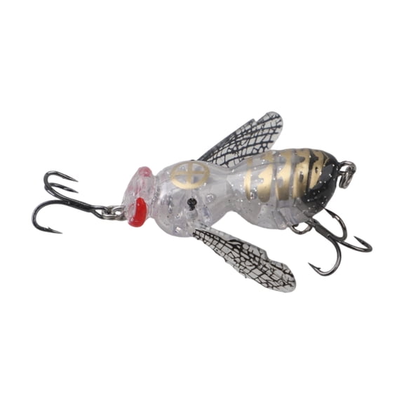 Topwater Bug Fishing Lure Floating Insect Hard Bait With Fluttering Wings Double Steel Treble Hooks For Bass Outdoor Angling(White1-4.8Cm)
