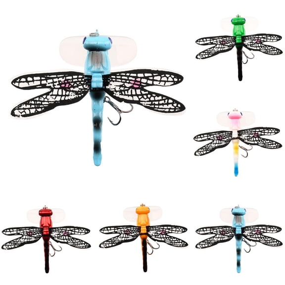 Topwater Dragonfly Fishing Lures Floating Insect Lure with Rattling Bead and Realistic Wings for Bass Trout Perch Freshwater Surface Fishing Bait with Hooks
