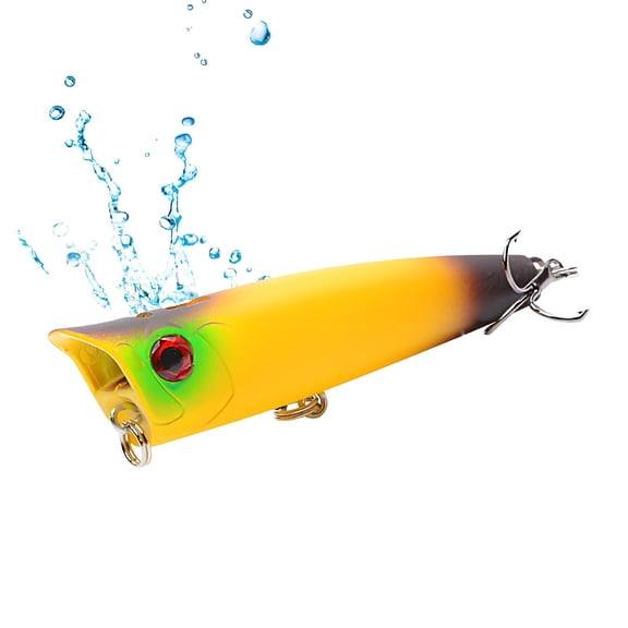 Topwater Fishing Lure 2.8 in / 0.30 oz, Splashing Popper with Rattle, Hard Bass Lures, Surface Prop for Trout, c