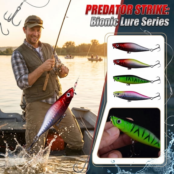 Topwater Fishing Lure 7cm 6.7g Metal Popper Crankbait with Splash Sound for Bass Pike Lake River Surface Fishing Tackle Set