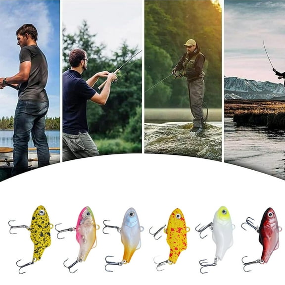 Topwater Fishing Lures Set of 6 - Floating Rattling Hooks for Walleye, Catfish & Bass, Glow-in-the-Dark Golden Shiner & Mackerel Design for Freshwater/Saltwater Family Fishing