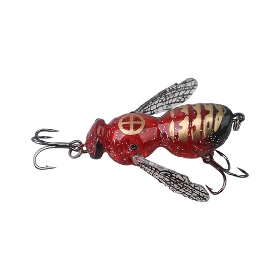 Topwater Floating Hard Lure 5.6cm with Clicking Sound and Treble Hooks for Freshwater Saltwater Red