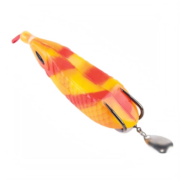 Topwater Frog Fishing Lure Floating Soft Body Weedless Double Hook Spinner Tail Artificial Bait for Freshwater Predator