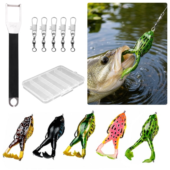Topwater Frog Lure Soft Bait with 360 Rotating Paddle Feet, Floating Lifelike 3D Frog Baits, Double Hooks for Freshwater Saltwater