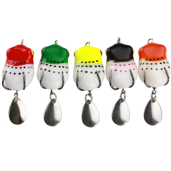 Topwater Long Casting Weedless Soft Fishing Lure For Heavy Grass, Frog-Shaped Bait For Black Bass, 5-Pack Mini Fishing Lure With Dual Hooks
