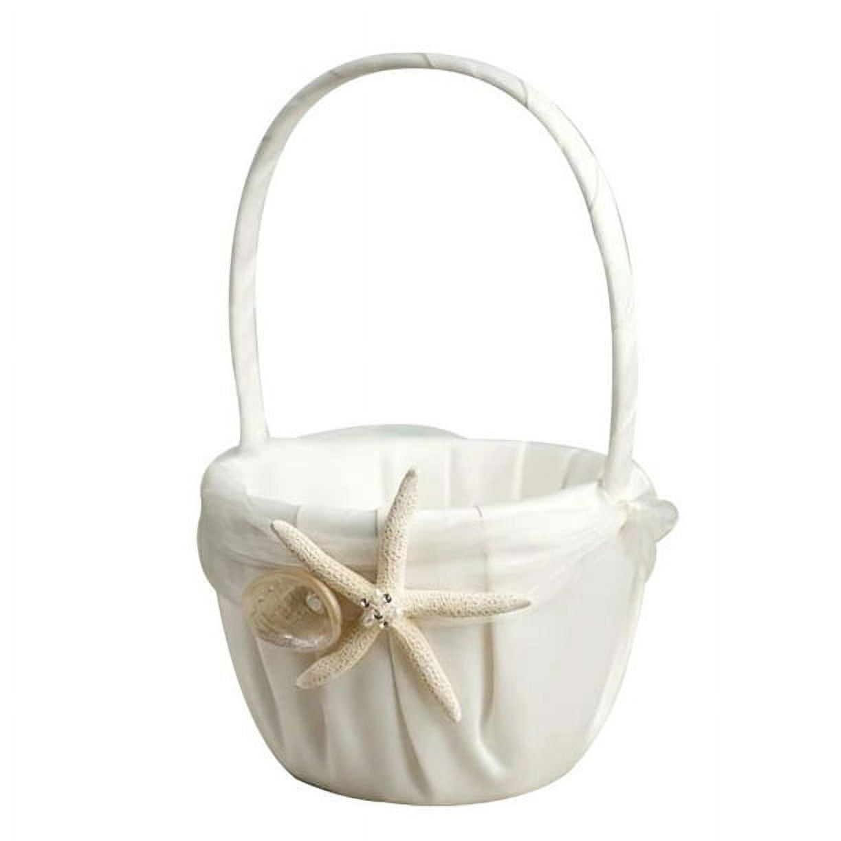 Topwedding Beach Themed Ivory Flower Girl Basket with Sea Star and