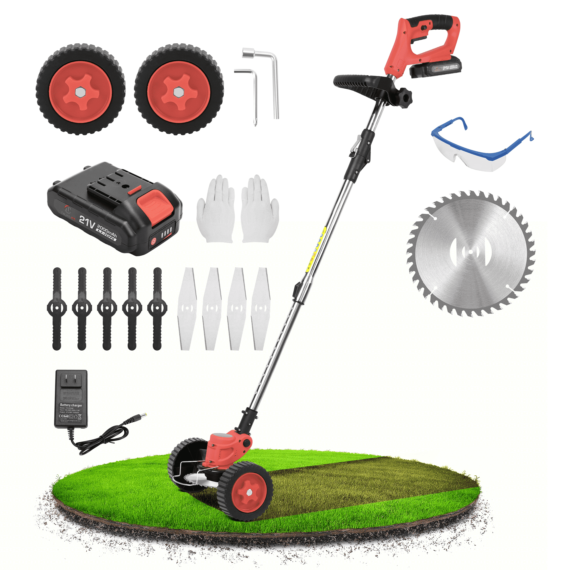 Cordless Weed Wacker String Trimmer, Electric Weed Eater Brush Cutter with  3 Types Blades, Adjustable Height Grass Trimmer/Edger for Garden and Yard  (Battery & Rapid Charger Included) (Grey) - Yahoo Shopping