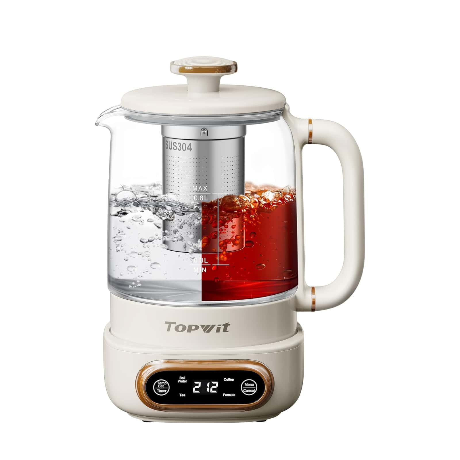 Topwit Electric Tea Kettle, 11 Temperature Control & 4 Presets Glass ...