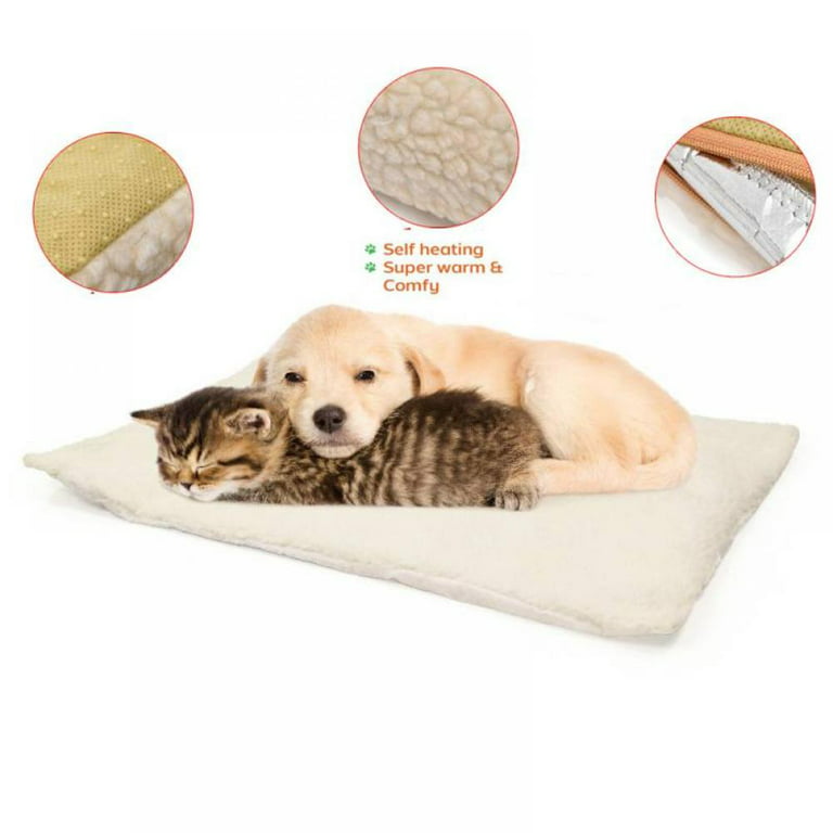Topwoner Pet Heating Pad for Cat Dog, Waterproof Electric Warming Mat,  House Heater Animal Bed Warmer Heated Floor Mat With Chew Resistant (Beige)  