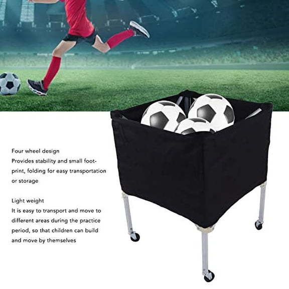 Topyond Ball Storage Cart, Wheeled Garage Sports Equipment Organizer, Collapsible Volleyball Cart, Ball Storage Bin for Basketball Soccer Volleyball