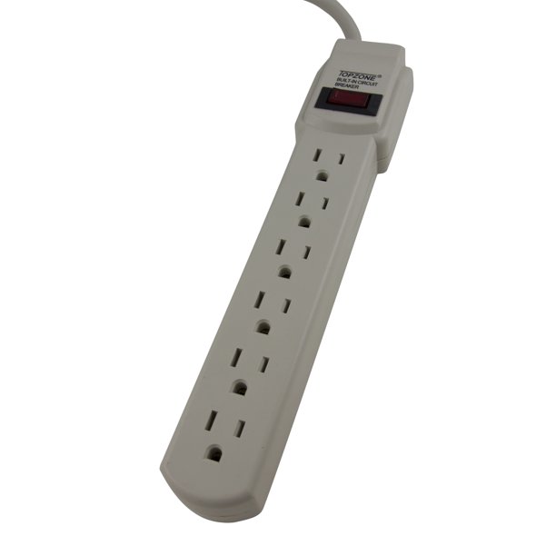 Topzone 1.5feet 6outlet Power Strip Circuit Breaker (1 Strip ship by random color)