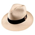 thumbnail image 1 of Toquilla Straw Panama Hat Ecuador Handwoven - Fedora Style with Gift Bag and Box (Natural - Black Band, 7 1/4), 1 of 9
