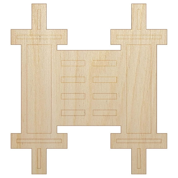 Torah Scroll Jewish Symbol Israel Wood Shape Unfinished Piece Cutout Craft DIY Projects - 4.70 Inch Size - 1/8 Inch Thick