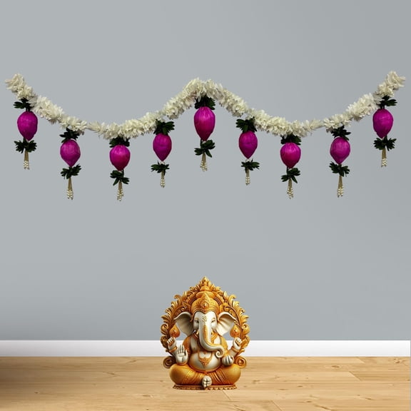Toran Gajra with Pink Lotus  Decorative Door Hanging for Home, Temple,