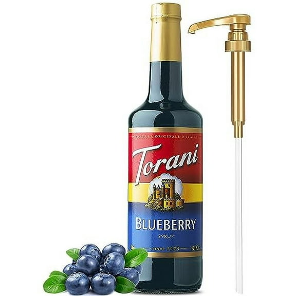 Torani Blueberry Syrup with Little Squirt Syrup Pump, 750ml 25.4 Ounces