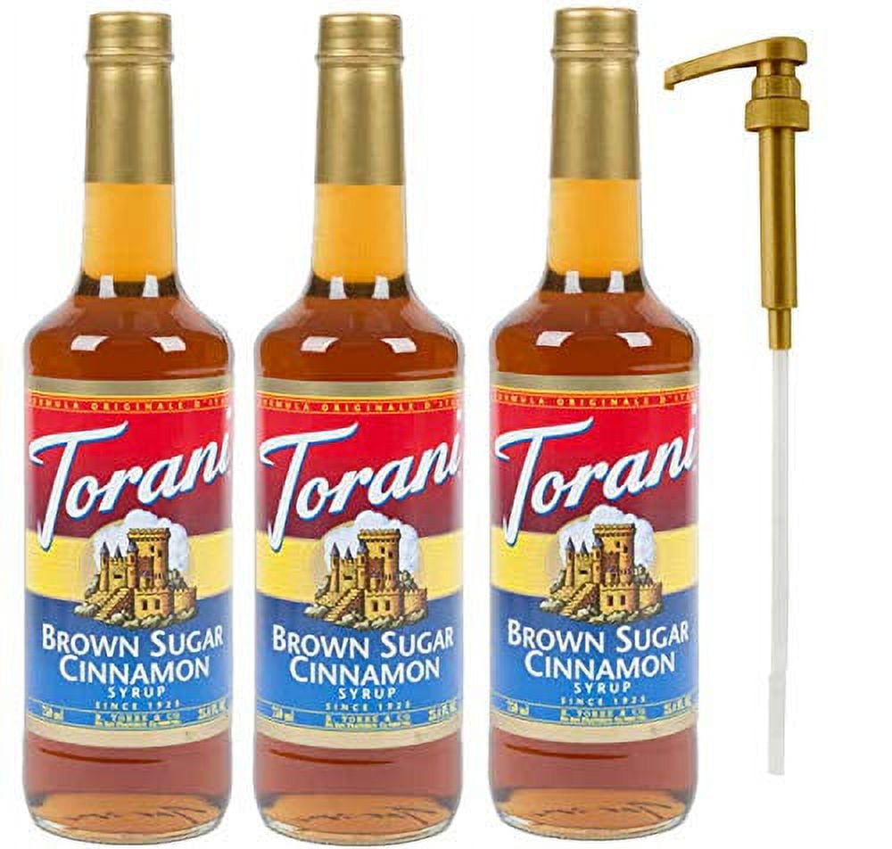 Torani Brown Sugar Cinnamon flavor Syrup 3Pack Plus One Syrup Pump for
