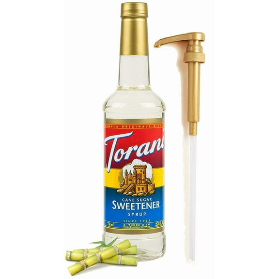 Torani Sweetener Syrup, Cane Sugar, 25.4 Ounce with Pump