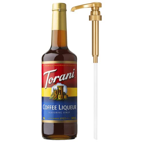 Torani Coffee Liqueur Flavoring Syrup with Little Squirt Syrup Pump