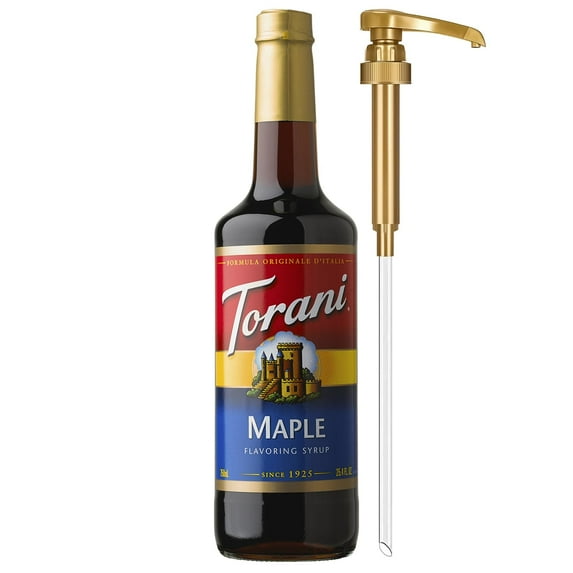 Torani Coffee Syrup, Maple DEF29 Flavoring for Drinks, Glass Bottle with Pump Included, 25.4 Fl Oz