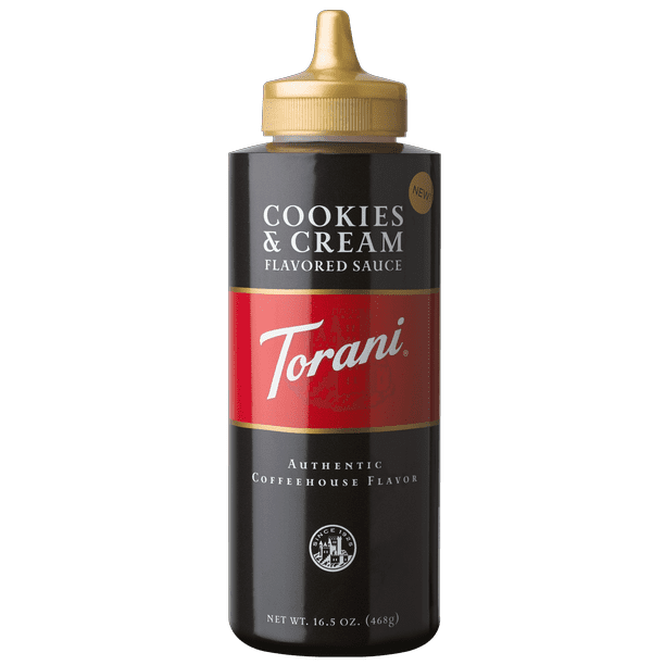 Torani Cookies & Cream Sauce, 16.5 oz Bottle