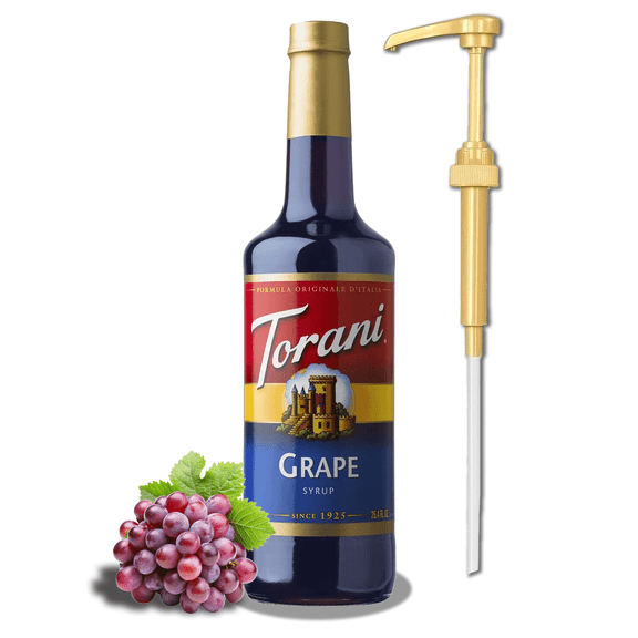 Torani Grape Syrup, 750mL (25.4 fl oz) Bottle + Gold Pump