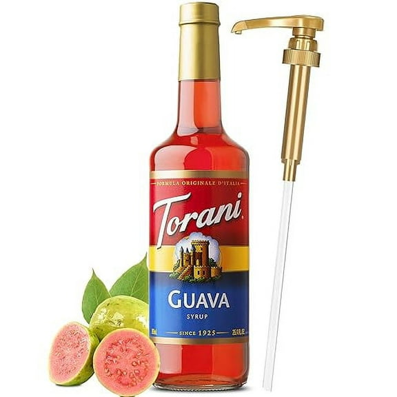 Torani Guava Syrup with .. Little Squirt Syrup Pump, .. 750ml 25.4 Ounces