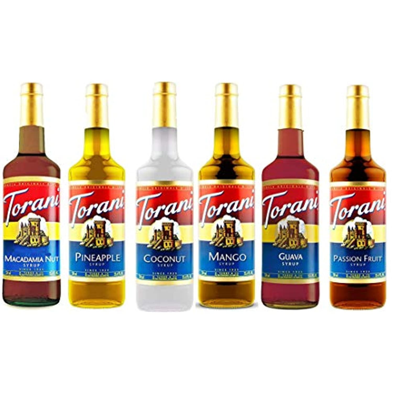 Torani Hawaiian Syrup Variety Pack Of 6 Macadamia Nut Pineapple Coconut Mango Guava Passion Fruit 750 Ml Ea Bottle Walmart