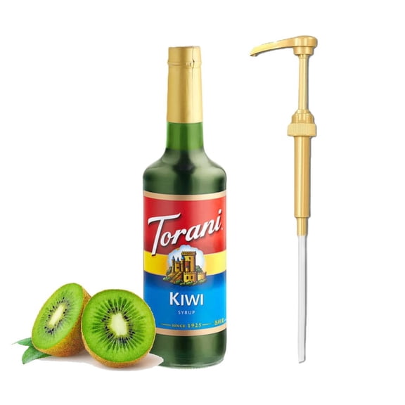 Torani Kiwi Flavoring Fruit Syrup Glass Bottle 750 mL with Absol Gold Pump