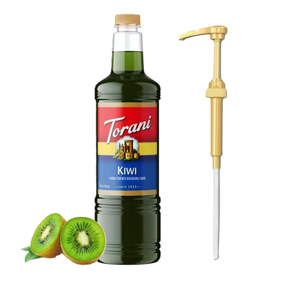 Torani Kiwi Flavouring Syrup, 1L Plastic Bottle with Absol Gold Pump