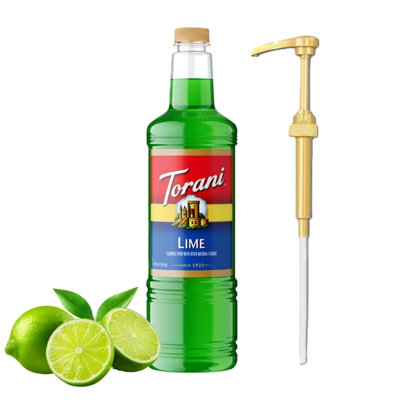 Torani Lime Flavouring Syrup, 1L Plastic Bottle with Absol Gold Pump