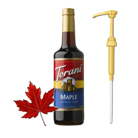 Torani Maple Flavouring Syrup, 25.4 fl oz (750ml) Glass Bottle with Absol Gold Pump