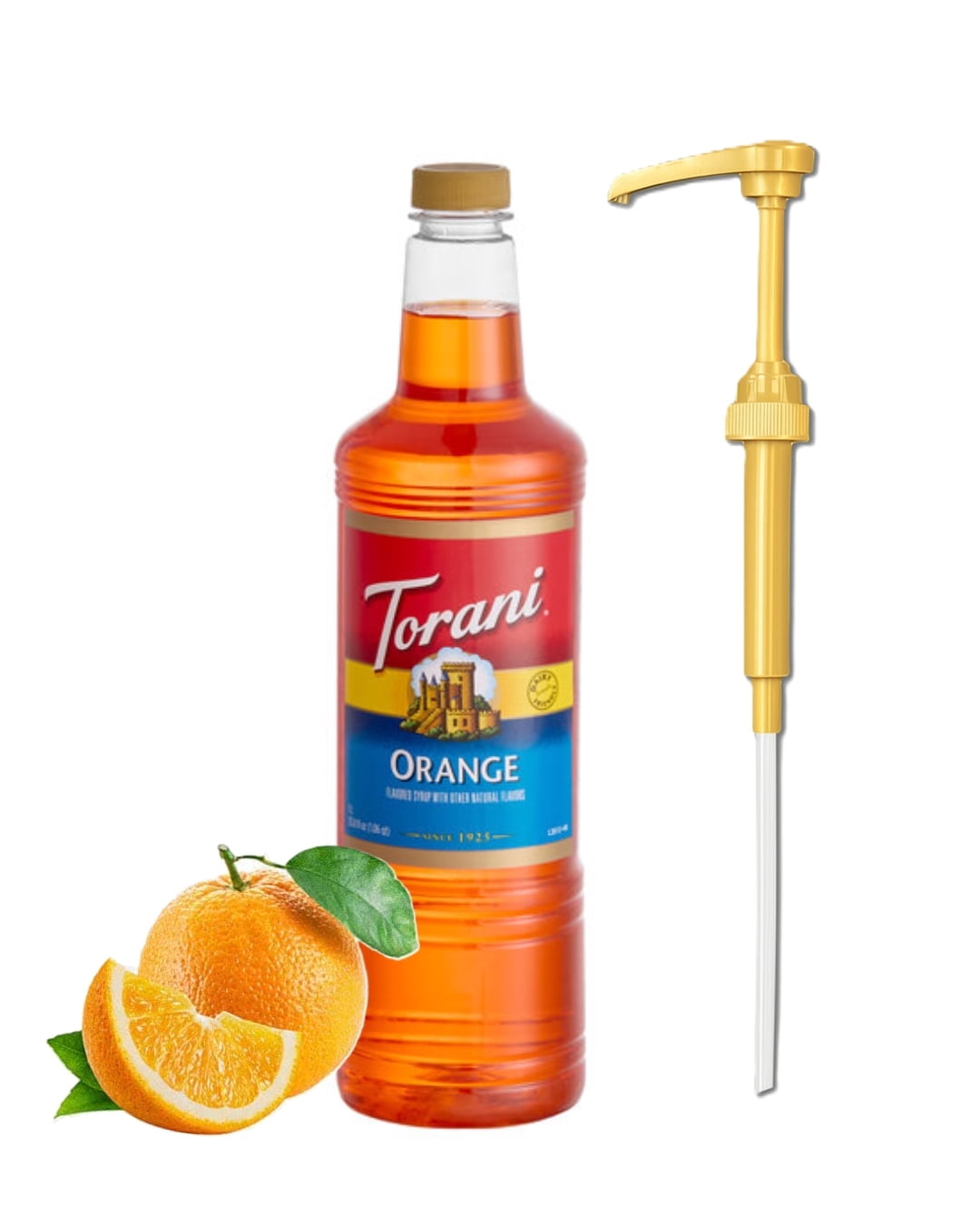 Torani Orange Flavored Syrup, Plastic Bottle with Absol Gold Pump, 1 ...