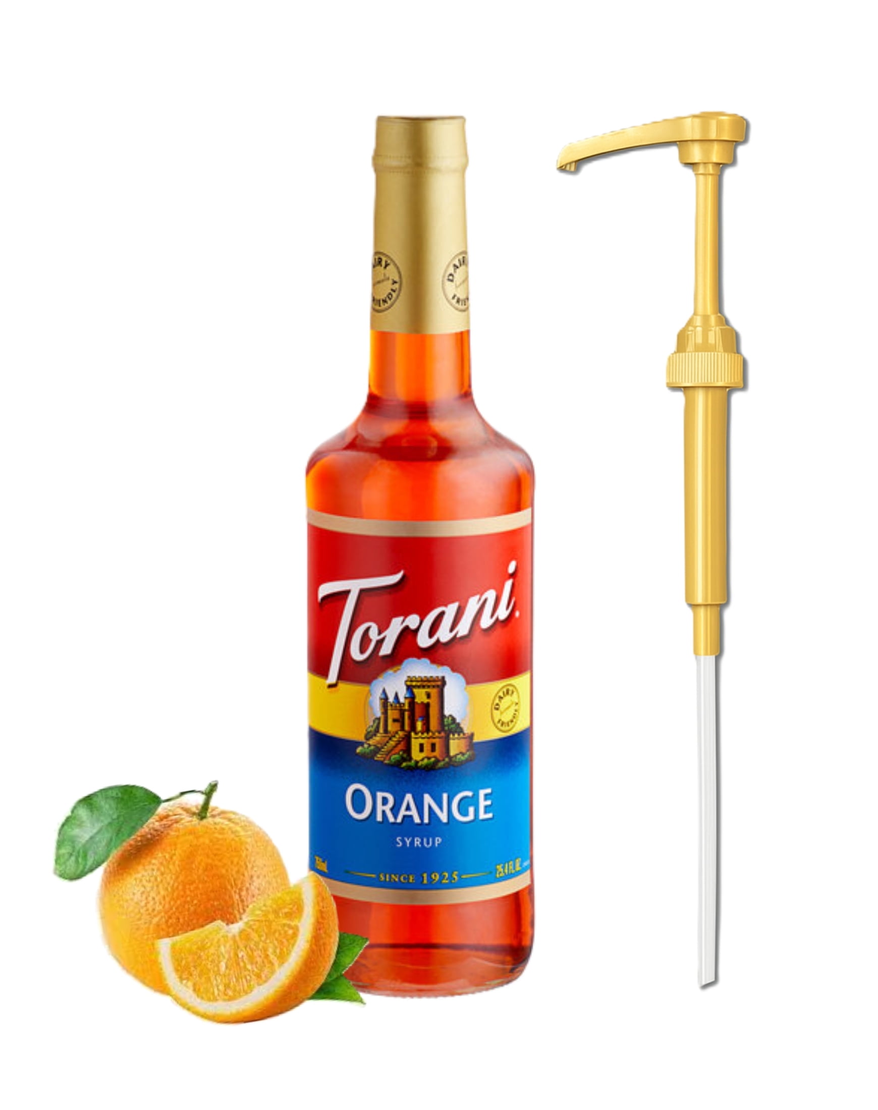 Torani Orange Flavouring Syrup, 25.4 fl oz Glass Bottle with Pump ...